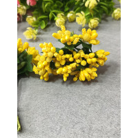 Тычинки "незабудка" на проволоке с листиками. Цена за букетик. Цвет - жёлтый