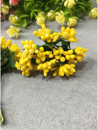 Тичинки "незабудка" на дроті з листиками. Ціна за букет. Колір — жовтий