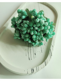 Тичинки "незабудка" на дроті з листочками. Ціна за букет. Колір ментол