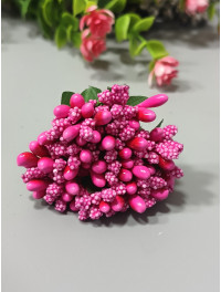 Тичинки "незабудка" на дроті з листочками. Ціна за букет. Колір малиновий