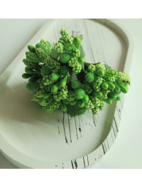 Тичинки "незабудка" на дроті з листочками. Ціна за букет. Колір салатовий