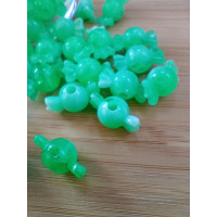 Бусіна "конфетка"/розмір 10 × 18 (від.3 мм)/Квіт — зелений. Ціна вказана за 10 шт.