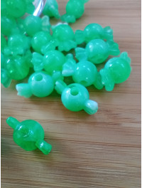 Бусіна "конфетка"/розмір 10 × 18 (від.3 мм)/Квіт — зелений. Ціна вказана за 10 шт.