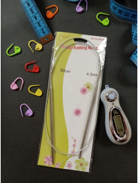 Спиці для в'язання металеві на тросиці No 4.5. Довжина 80 см.