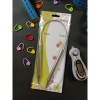 Спиці для в'язання металеві на тросиці No 9. Довжина 80 см.