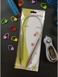 Спиці для в'язання металеві на тросиці No 9. Довжина 80 см.