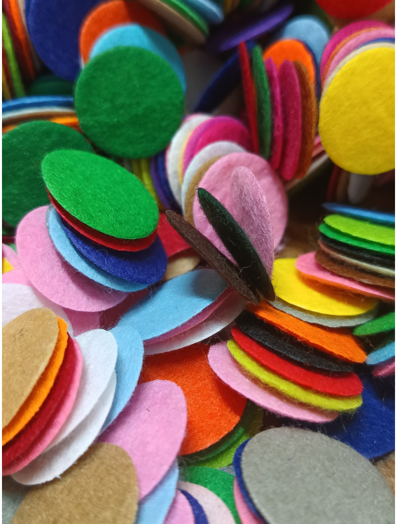 (50 шт) Фетрові круги (власне виробництво). Колір мікс. Розмір -2,5 см.