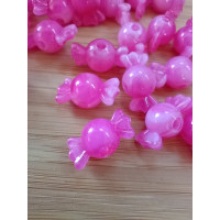 Бусіна "конфетка"/розмір 10 × 18 (від.3 мм)/Квіт — малиновий. Ціна вказана за 10 шт.