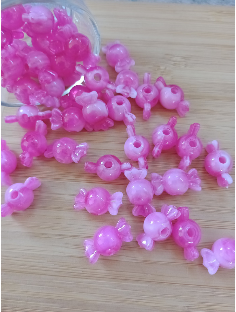 Бусіна "конфетка"/розмір 10 × 18 (від.3 мм)/Квіт — малиновий. Ціна вказана за 10 шт.