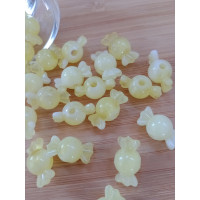 Бусіна "конфетка"/розмір 10 × 18 (від.3 мм)/Квіт — жовтий. Ціна вказана за 10 шт.