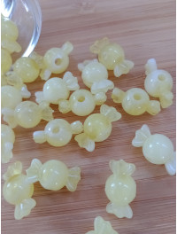 Бусіна "конфетка"/розмір 10 × 18 (від.3 мм)/Квіт — жовтий. Ціна вказана за 10 шт.