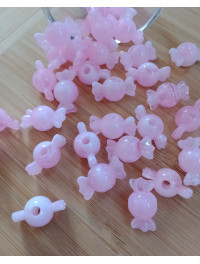 Бусіна "конфетка"/розмір 10 × 18 (від.3 мм)/Квіт рожевий. Ціна вказана за 10 шт.