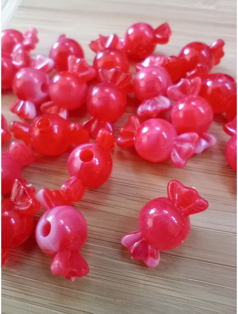 Бусіна "конфетка"/розмір 10 × 18 (від.3 мм)/Квіт — червоний. Ціна вказана за 10 шт.