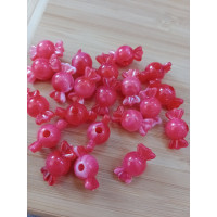 Бусіна "конфетка"/розмір 10 × 18 (від.3 мм)/Квіт — червоний. Ціна вказана за 10 шт.