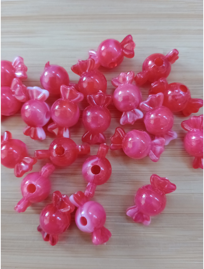 Бусіна "конфетка"/розмір 10 × 18 (від.3 мм)/Квіт — червоний. Ціна вказана за 10 шт.