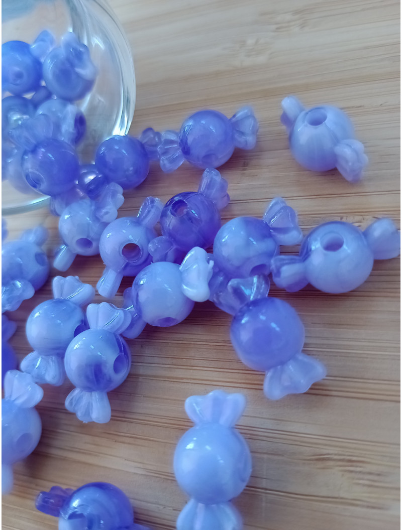 Бусіна "конфетка"/розмір 10 × 18 (від.3 мм)/Квіт — фіолетовий. Ціна вказана за 10 шт.