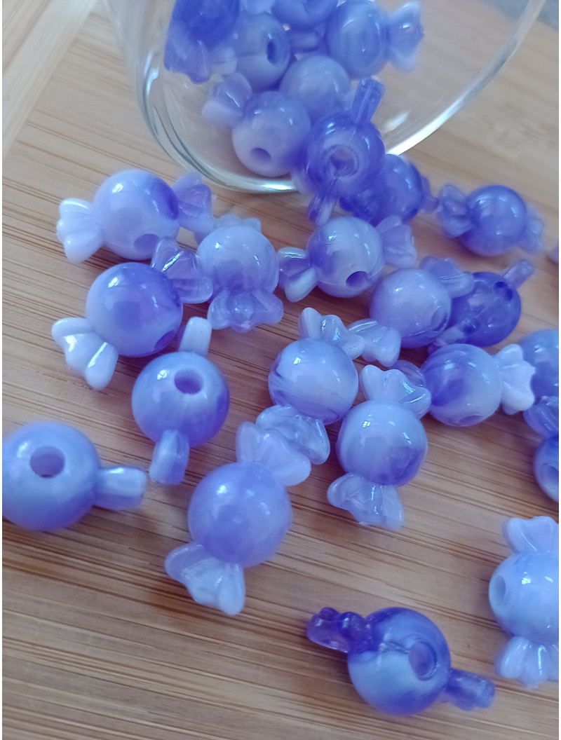 Бусіна "конфетка"/розмір 10 × 18 (від.3 мм)/Квіт — фіолетовий. Ціна вказана за 10 шт.