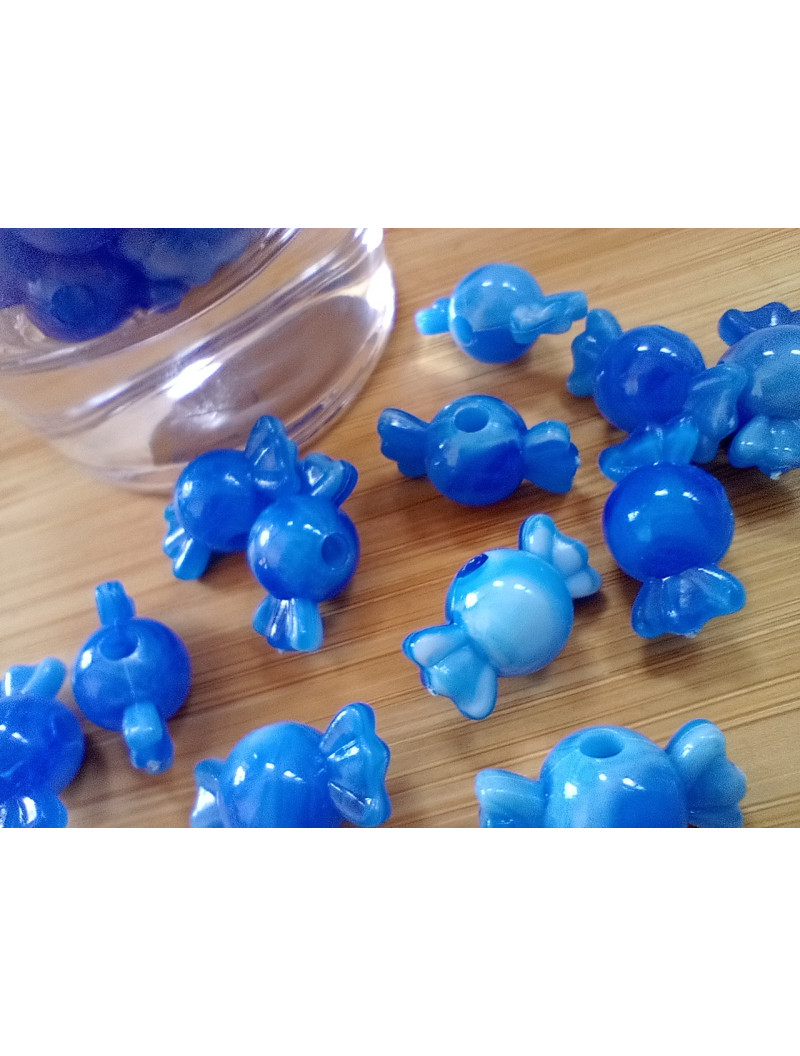 Бусіна "конфетка"/розмір 10 × 18 (від.3 мм)/Квіт-синій. Ціна вказана за 10 шт.