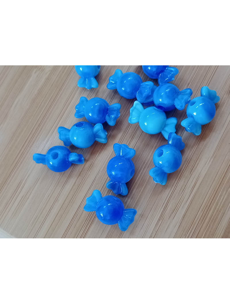 Бусіна "конфетка"/розмір 10 × 18 (від.3 мм)/Квіт-синій. Ціна вказана за 10 шт.