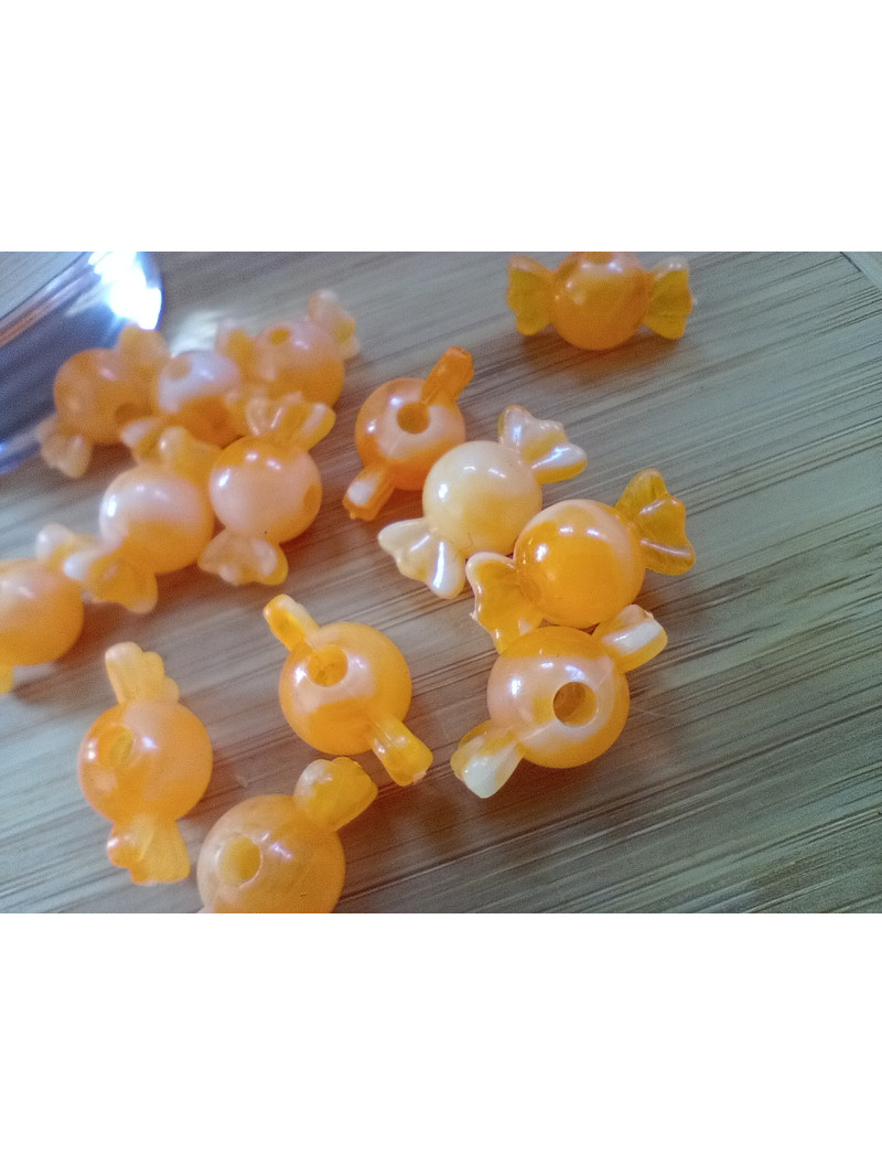 Бусіна "конфетка"/розмір 10 × 18 (від.3 мм)/Квіт — оранжевий. Ціна вказана за 10 шт.