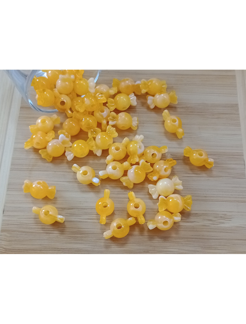 Бусіна "конфетка"/розмір 10 × 18 (від.3 мм)/Квіт — оранжевий. Ціна вказана за 10 шт.