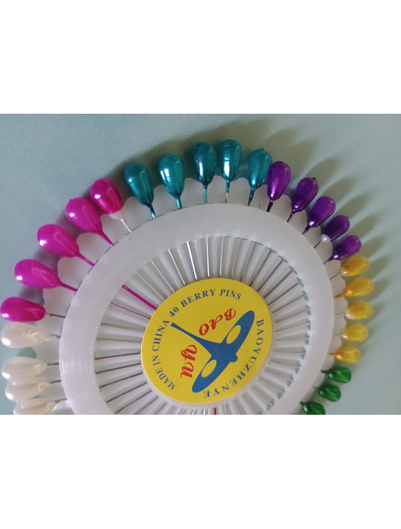 Булавка портновська/35 мм/З різнобарвною крапелькою/ Ціна вказана за пластину (40 шт.)