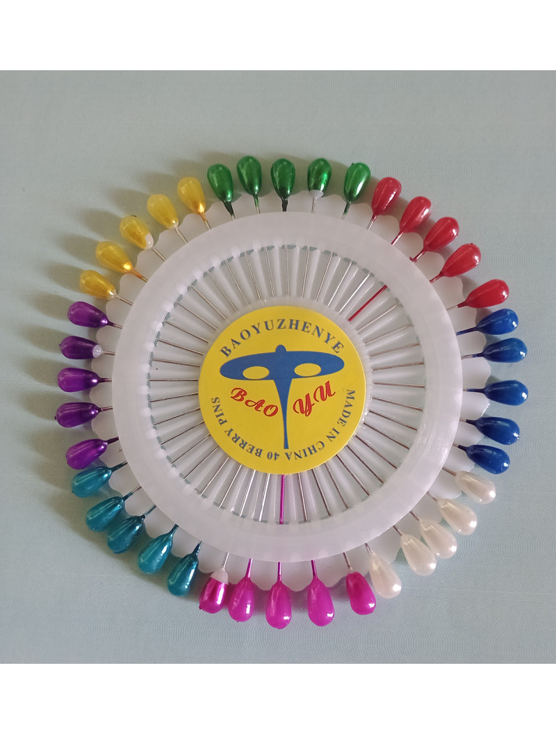 Булавка портновська/35 мм/З різнобарвною крапелькою/ Ціна вказана за пластину (40 шт.)