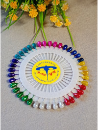 Булавка портновська/35 мм/З різнобарвною крапелькою/ Ціна вказана за пластину (40 шт.)