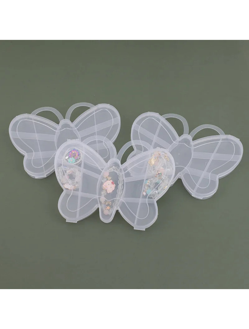 Контейнер для Бисера и Бусин, Пластик, Бабочка, Цвет: Бесцветный, Размер: 11.2x13.8x1.9см,