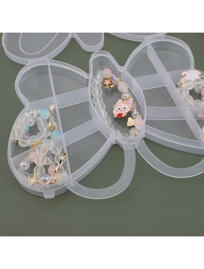 Контейнер для Бисера и Бусин, Пластик, Бабочка, Цвет: Бесцветный, Размер: 11.2x13.8x1.9см,