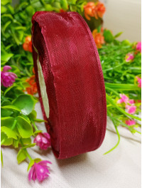 Стрічка органза / 2.5 см / бордо / 46 м