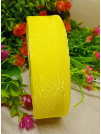Стрічка органза / 2.5 см / жовтий / 46 м