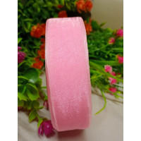 Стрічка органза / 2.5 см / рожевий / 46 м