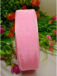 Стрічка органза / 2.5 см / рожевий / 46 м