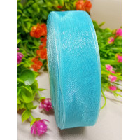 Стрічка органза / 2.5 см / блакитний / 46 м