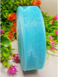 Стрічка органза / 2.5 см / блакитний / 46 м