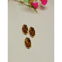 Страз (скло) в золотій металевій оправі/6×12 мм/жовтий