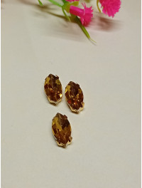 Страз (скло) в золотій металевій оправі/6×12 мм/жовтий