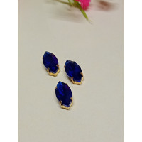 Страз (скло) в золотій металевій оправі/6×12 мм/синій