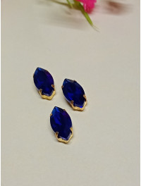 Страз (скло) в золотій металевій оправі/6×12 мм/синій