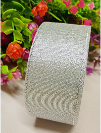 Стрічка парча/4 см/Срібло/23 метри