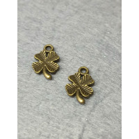 Подвеска металлическая "клевер". Размер -14×10мм. Цвет - бронза.