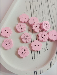 Дерев'яні ґудзики "ромашка". Розмір — 15 мм. Колір рожевий. Ціна вказана за 1 шт.