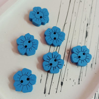 Деревянные пуговицы "ромашка". Размер - 15мм. Цвет - синий. Цена указана за 1 шт.