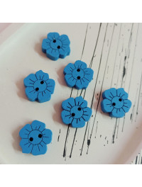 Дерев'яні ґудзики "ромашка". Розмір — 15 мм. Колір синій. Ціна вказана за 1 шт.