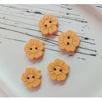 Дерев'яні ґудзики "ромашка". Розмір — 15 мм. Колір оранжевий. Ціна вказана за 1 шт.