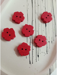 Дерев'яні ґудзики "ромашка". Розмір — 15 мм. Колір червоний. Ціна вказана за 1 шт.