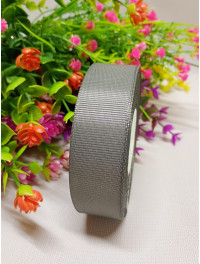 Репсова стрічка / 2,5 см / графітовий / 23 метри