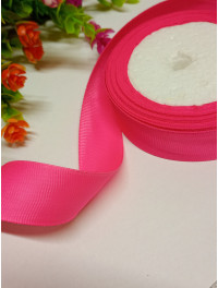 Репсова стрічка/ 2,5 см/рожевий неон/1 метр