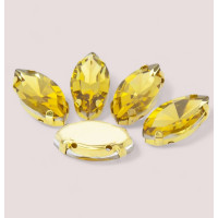 Страз (скло) в золотій оправі/5×10 мм/жовтий/5 шт.